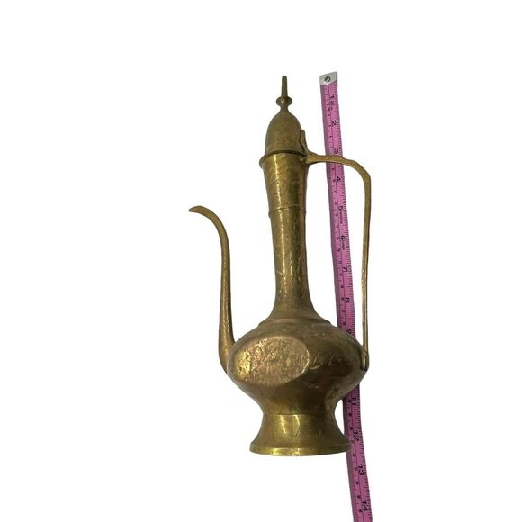 Chocolate Pot Tea Pot Vintage Brass Decorative Coffee Serving Pot With Spout 12" - Picture 10 of 12